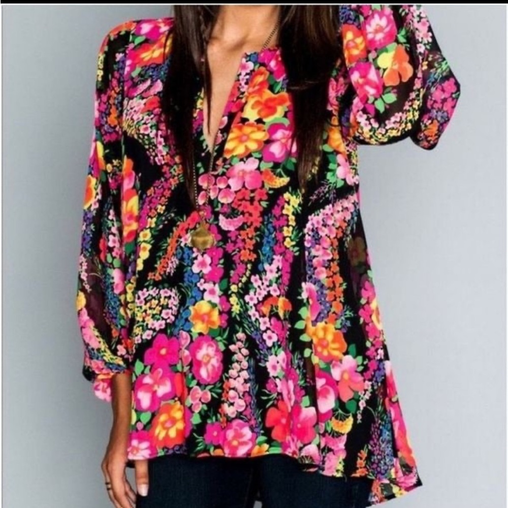 Show Me Your Mumu Jamie Tunic Top ~ in Fuorescent Floral